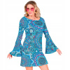 Oblečenie šaty leta 60 70 hippie groovy modrá mandala S
