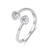 B-TOP Otvorený prsteň so srdcom a zirkónmi nastaviteľný - Striebro 925