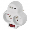 Rozbočovacia zásuvka EMOS 2x zásuvka, 1x USB, 1x USB-C, vypínač (P0073) biela