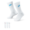 Nike 3 Pack of Essential Crew Socks White/Blue S 2-5