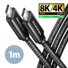 AXAGON BUCM4X-CM10AB NewGEN+ kábel USB-C USB-C, 1m, USB4 Gen 3×2, PD 240W 5A, 8K HD, ALU, opletenie, čierny