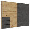 Carryhome SKRIŇA S POS. DVER. – HOR.VED, tmavosivá, dub artisan, 250/200/61 cm - Online Only spálne - 000687045707