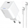 ColorWay AC nabíjačka GaN Mini 30W PD Port PPS USB-C + kábel Type-C, biela CW-CHS054PDC-WT