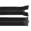 Zip kovový YKK No 5 deliteľný 2 jazdcov / dvojcestný 60 cm na kožené bundy - čierna čierny nikel