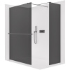 CERANO - Sprchová zástena Walk-in Onyx TL/P - 8 mm - hranatá vzpera + polička/držiak na uteráky - čierna matná, grafitové sklo - 90x50 cm