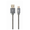 GEMBIRD Kabel CABLEXPERT USB 2.0 AM na Type-C kabel (AM/CM), 1m, metalická spirála, šedý PREMIUM QUALITY CC-USB2S-AMCM-1M-BG