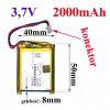 Batéria Tablet, GSM 2000 mAh 804050 3,7 V