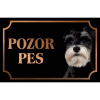 Bradáč malý čierny - Kovová tabuľka POZOR PES