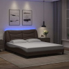 Rám postele s LED osvětlením hnědý 160 x 200 cm umělá kůže Hnědá 3213943