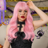 Romantická pastelovo ružová vlnitá parochňa Rose s ofinou