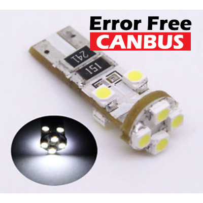 LED auto žiarovka T10 8 X SMD 3528 Canbus resistor, studená biela