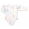 Body dl. rukáv s volánikom, bavlna, zapínanie pri krku Mrofi, Rainbow - biele veľ. 80, 80 (9-12m)