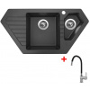 Granitový drez Sinks BRAVO 850.1 Granblack + drezová batéria FLEXIA