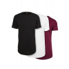 Shaped Long Tee 3-Pack - black+white+port M