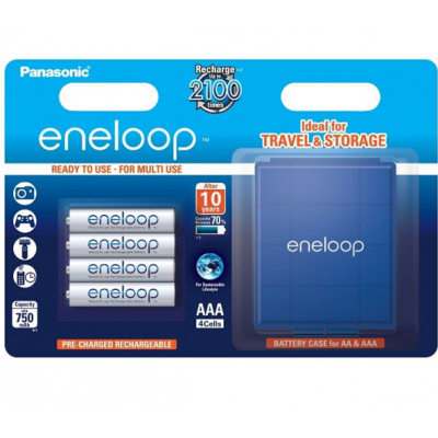 Panasonic Eneloop AAA NiMH 800mAh 4ks + púzdro, 2100 cyklov nabíjania