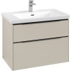 VILLEROY & BOCH Subway 3.0 závesná skrinka pod umývadlo, 2 zásuvky, s LED osvetlením, 772 x 478 x 429 mm, Cashmere Grey, C574L1VN