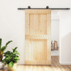 Posuvné dveře s kováním 100 x 210 cm masivní borové dřevo Hnědá 3203075