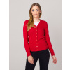 Dámsky kardigán červenej farby s hladkým vzorom 17754