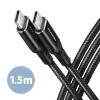 AXAGON BUCM-CM15AB, HQ kábel USB-C USB-C, 1.5 m, USB 2.0, PD 60W 3A, ALU, opletenie, čierny Axagon