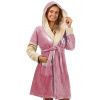 Růžový i béžový dámský huňatý bambusový župan s medvědem do porodnice 1Z1706 růžová S + První výměna zboží zdarma.