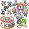 SADA JEDLÝ OBRÁZOK NA TORTU 20 CM + 16 POSTÁV - MEDVEĎ KOALA + MENO 15 CM 18 CM