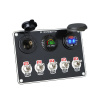 Panel s 5x prepínačmi + 2x USB/voltmeter a CL zásuvka, 12/24V