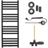 CERANO - Kúpeľňový radiátorový set Fulgidus - kombinované vykurovanie, wifi tyč - bočné jednobodové pripojenie - 616W - čierna matná - 1190x430 mm