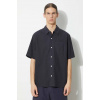 Košeľa Norse Projects Carsten Cotton Tencel pánska, tmavomodrá farba, regular, s klasickým golierom, N40.0579.7004