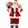 Dekorácia MagicHome Vianoce, Santa s darčekmi a medvedíkom, červený, 30 cm