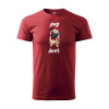 Sablio Tričko s potlačou Pug lover - červené 2XL