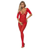 Subblime - 951825 fishnet crotchless bodystocking with red roses pattern