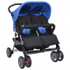 zahrada-XL Oceľový kočík pre dvojičky, modro-čierny 10109
