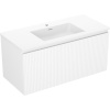 Mexen Rivel, kúpeľňová skrinka 100 cm s umývadlom Otis, 1 zásuvka, drážkovaná, biela matná, 91A20-10047-1-BF01-W18M01