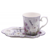 HOME ELEMENTS Porcelánový hrnček 360 ml s podšálkou, Levanduľa