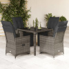 5dílný zahradní bistro set s poduškami šedý polyratan Šedá 3276894