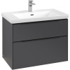 VILLEROY & BOCH Subway 3.0 závesná skrinka pod umývadlo, 2 zásuvky, s LED osvetlením, 772 x 478 x 429 mm, Graphite, C574L1VR