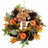 Veniec MagicHome Nature, jesenný, oranžový, s mašľou, 35 cm