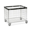 Prepravný drátený vozík, pozinkovaný, nosnosť 60 kg, 830x630 mm, 4 kolieska, brzda, ochranný lem