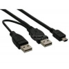 PREMIUMCORD Kabel USB 2.0 napájecí Y kabel A/M + A/M -- A/M mini 0.4m + 0.5m