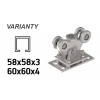 INOX Vozík pre nerezovú posuvnú bránu s 5 rolkami pre C-profil 58x58x3