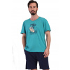 Zelené i modré pánské pyžamo s krátkým rukávem a kraťasy a plechovka STAY COOL 1XL-4XL 1P1927 zelená 3XL + První výměna zboží zdarma.