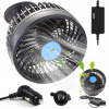 AUTOMOBILOVÝ VENTILÁTOR S OTOČNÝM REGULÁTOROM A ZAPAĽOVAČOM 12V USB