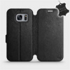 Kožené flip pouzdro Mobiwear - Samsung Galaxy S7 Edge - Černé (Kožené knížkové pouzdro, obal, kryt na mobil Samsung Galaxy S7 Edge, Černé, materiál Genuine Leather, ochrana 360°, stojánek, silikonová