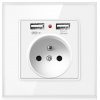 Zásuvka - Sklenená zásuvka s 2x USB bielym kontaktom + môže (Sklenená zásuvka s 2x USB bielym kontaktom + môže)