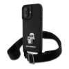 Karl Lagerfeld Saffiano Crossbody Popruh Metal Karl and Choupette Zadní Kryt pre iPhone 16 Black