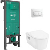 HANSGROHE iFrame universal prvok pre závesné WC, stavebná výška 115 cm + EluPura Original S závesné WC AquaChannel Flush a WC sedadlo + ovládacie tlačidlo iFrame Original S (lesklá biela), 60302450