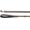 Flamingo Leash Binti Grey - šedé kožené vodítko pre psa, rukoväť s neoprénovou podšívkou, šírka 15mm - 130cm