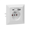 Elektrická zásuvka ORNO OR-AE-13232, 1x 250V s USB a USB-C nabíjačkou pod omietku, biela