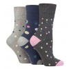 Dámske módne 3 páry ponožiek Gentle Grip DOTS voľný široký zdravotný lem