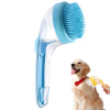 2 v 1 silikónová kefa na kúpanie a masáž s dávkovačom šampónu pre psov a mačky, modrá